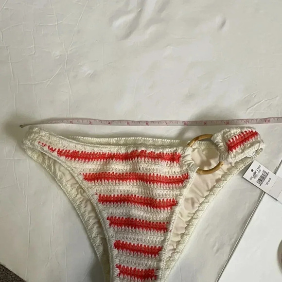 Aerie Crocheted bikini bottoms  NWT Cream and orange/red stripes Size XXS - Picture 6 of 10